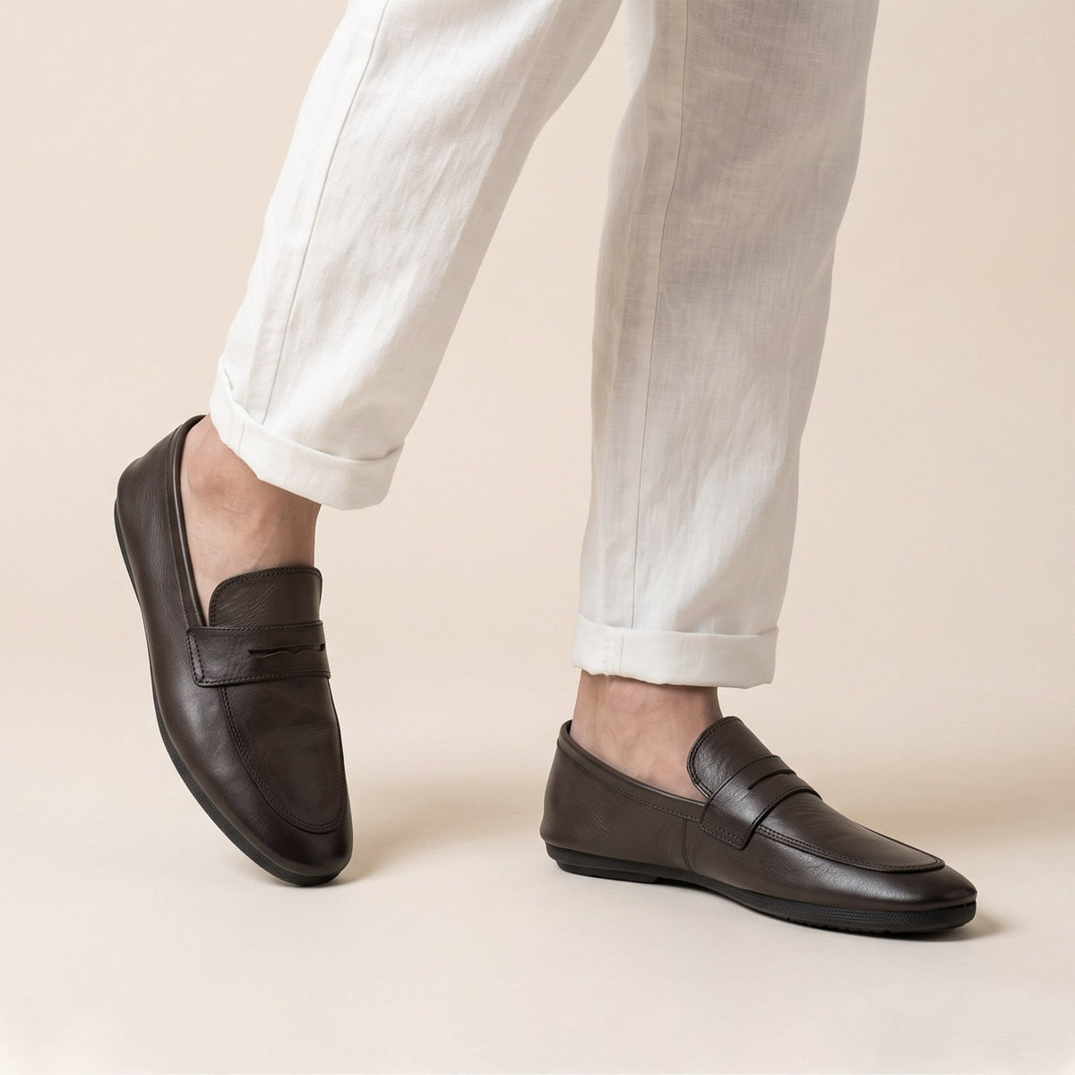 KASTANI PLAIN LEATHER MOCCASINS - Hi-Street