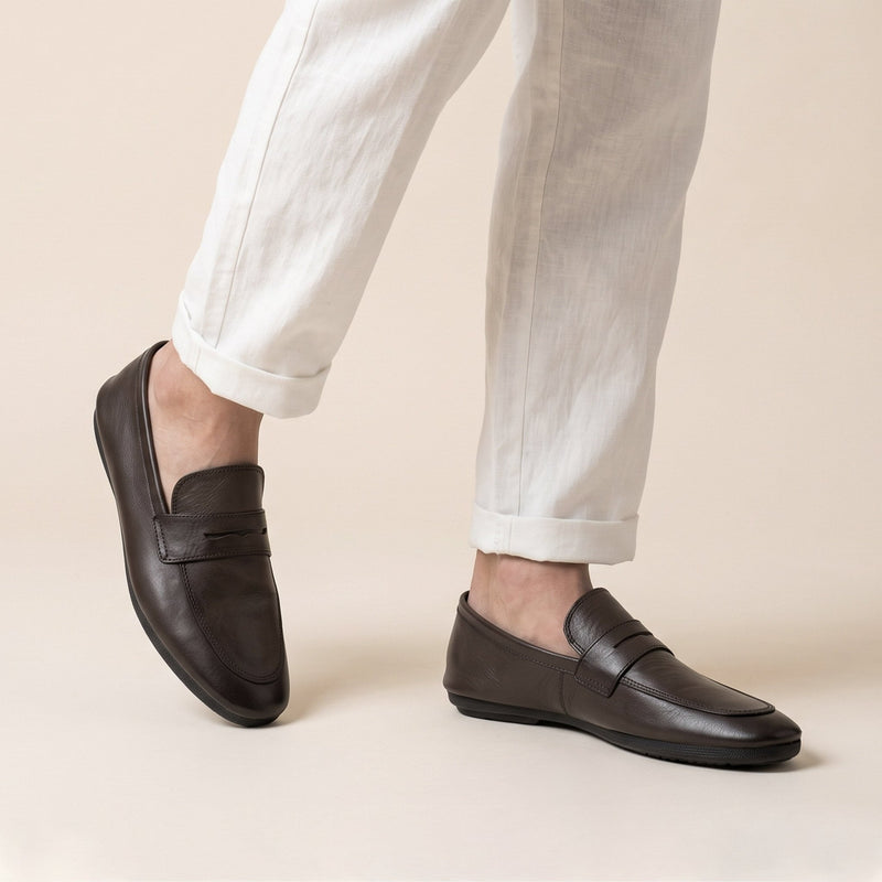 KASTANI PLAIN LEATHER MOCCASINS - Hi-Street