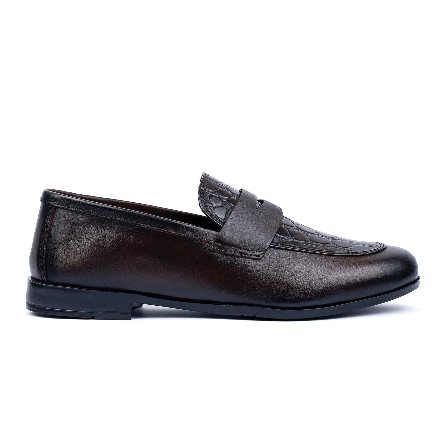 MAROON CROCO TEXTURED SHOES - Hi-Street