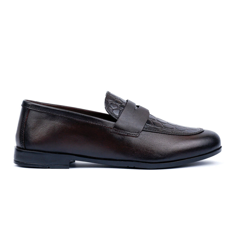 MAROON CROCO TEXTURED SHOES - Hi-Street