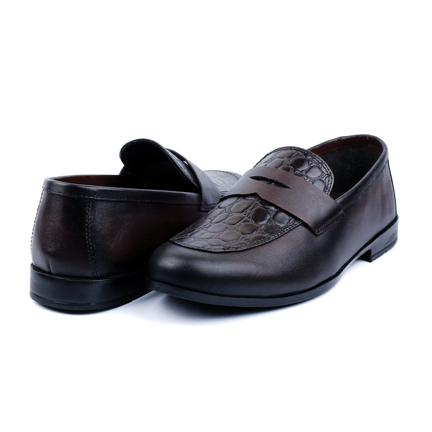 MAROON CROCO TEXTURED SHOES - Hi-Street