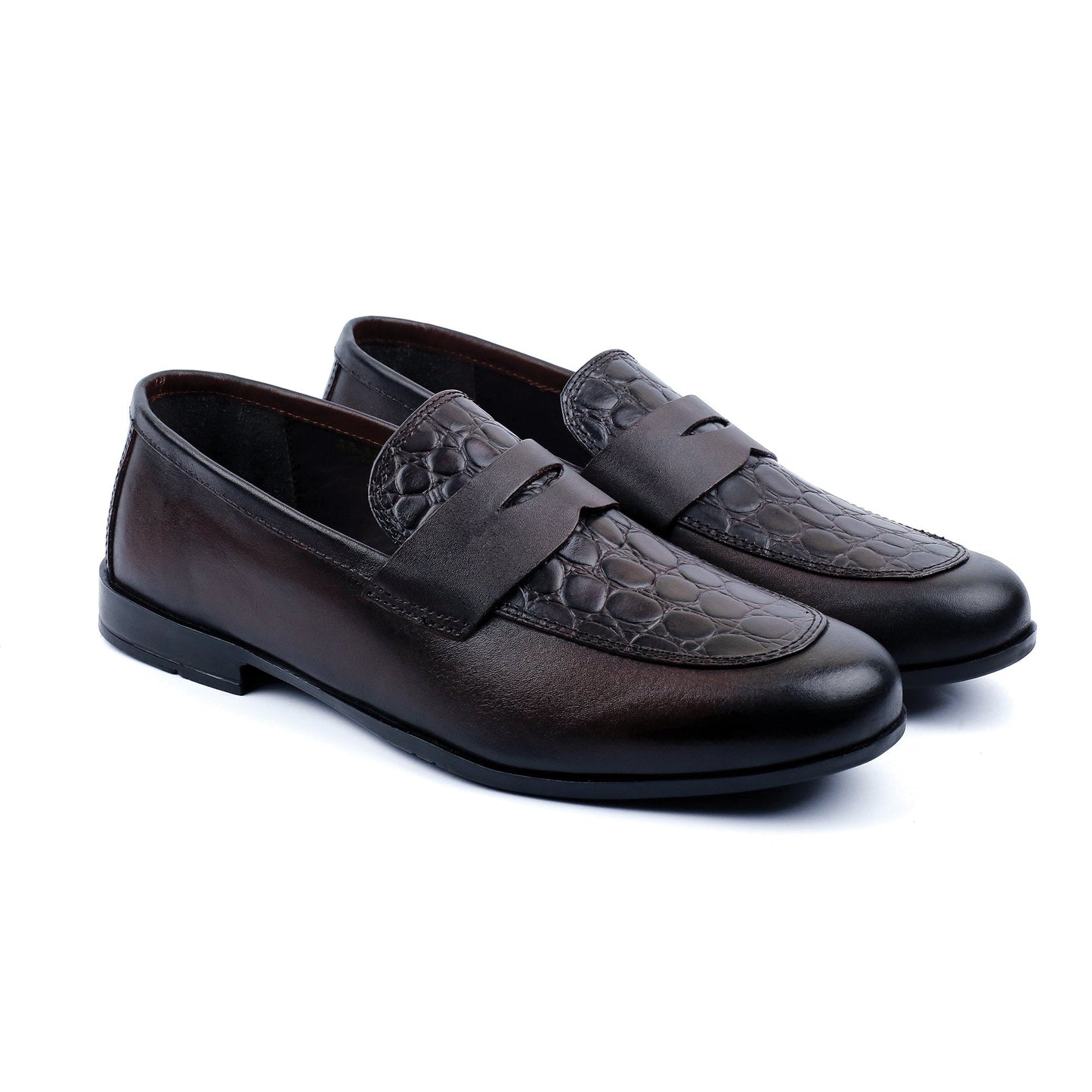 MAROON CROCO TEXTURED SHOES - Hi-Street
