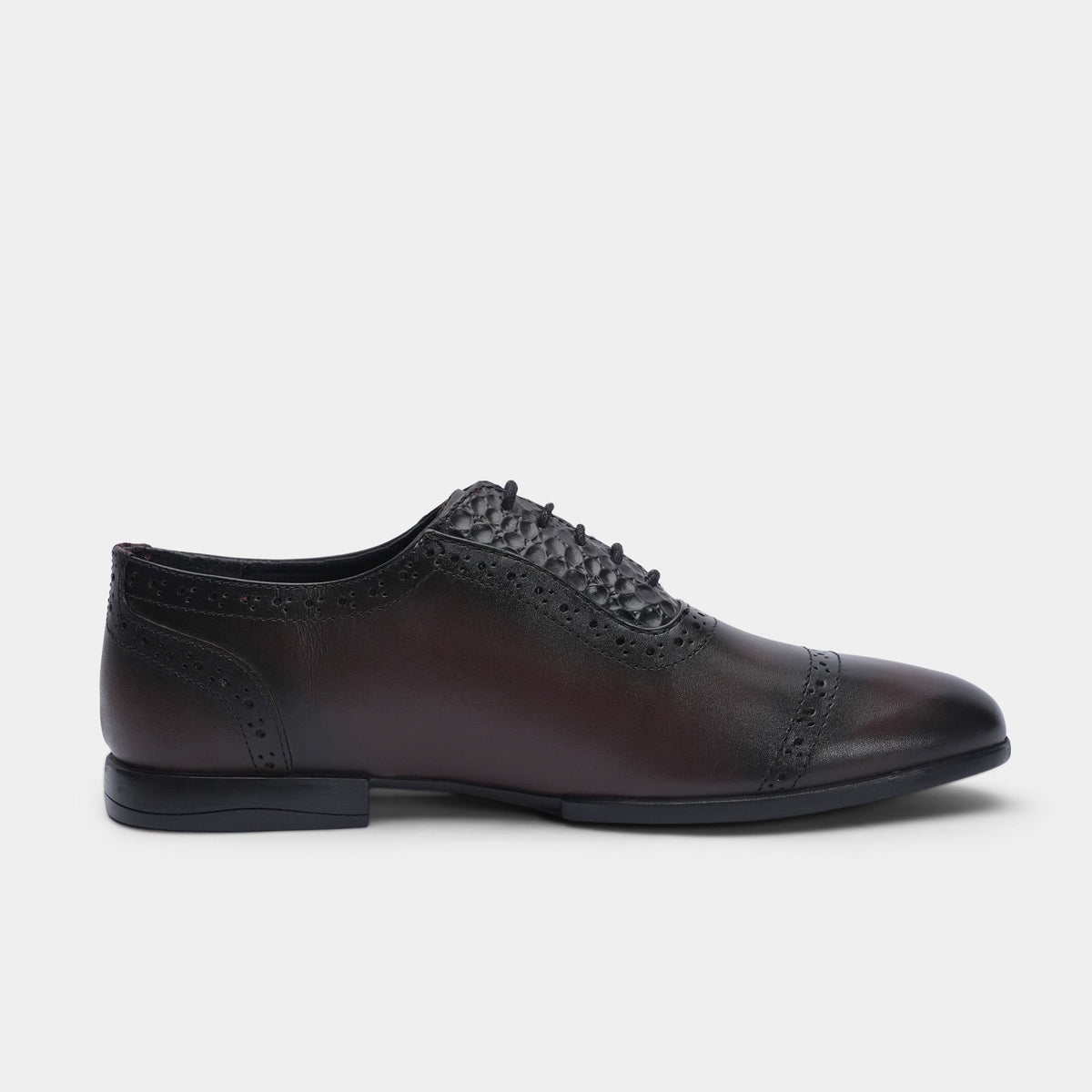 MAROON SPLIT LEATHER BROGUE SHOES - Hi-Street