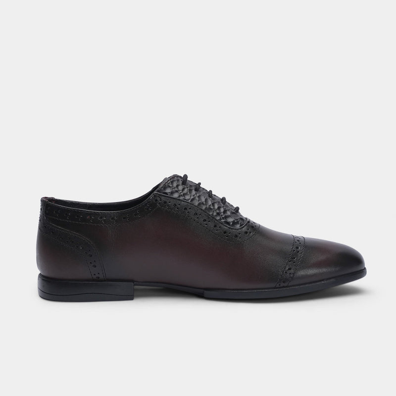MAROON SPLIT LEATHER BROGUE SHOES - Hi-Street