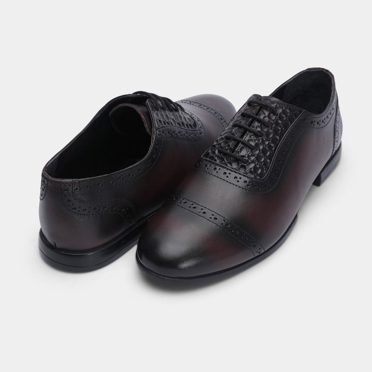 MAROON SPLIT LEATHER BROGUE SHOES - Hi-Street