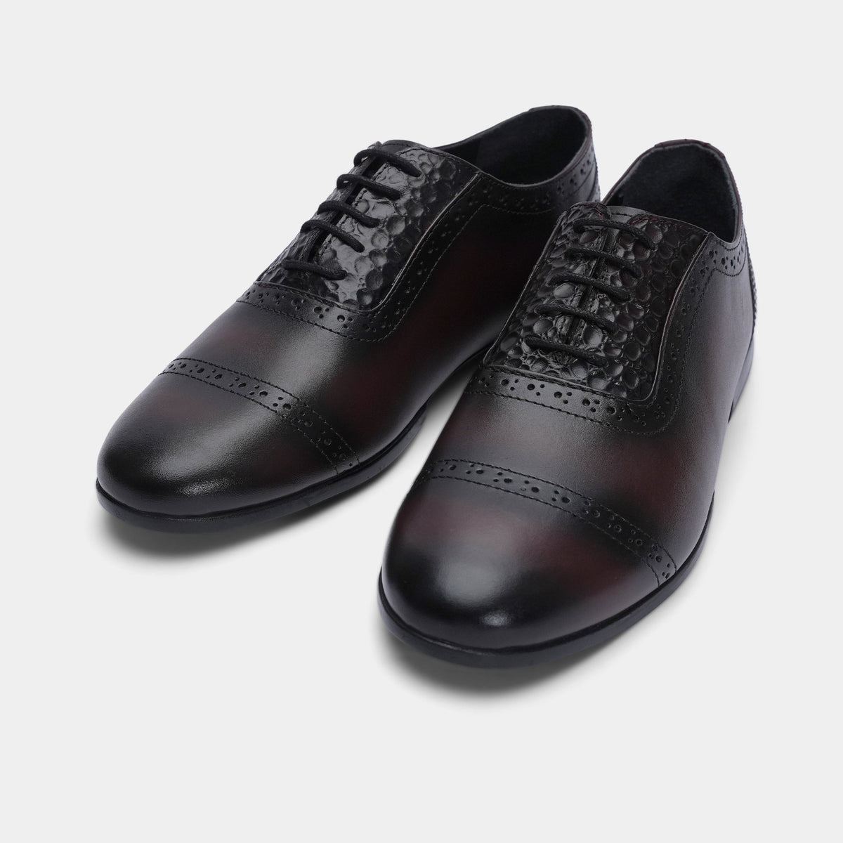 MAROON SPLIT LEATHER BROGUE SHOES - Hi-Street