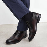 MAROON SPLIT LEATHER BROGUE SHOES - Hi-Street