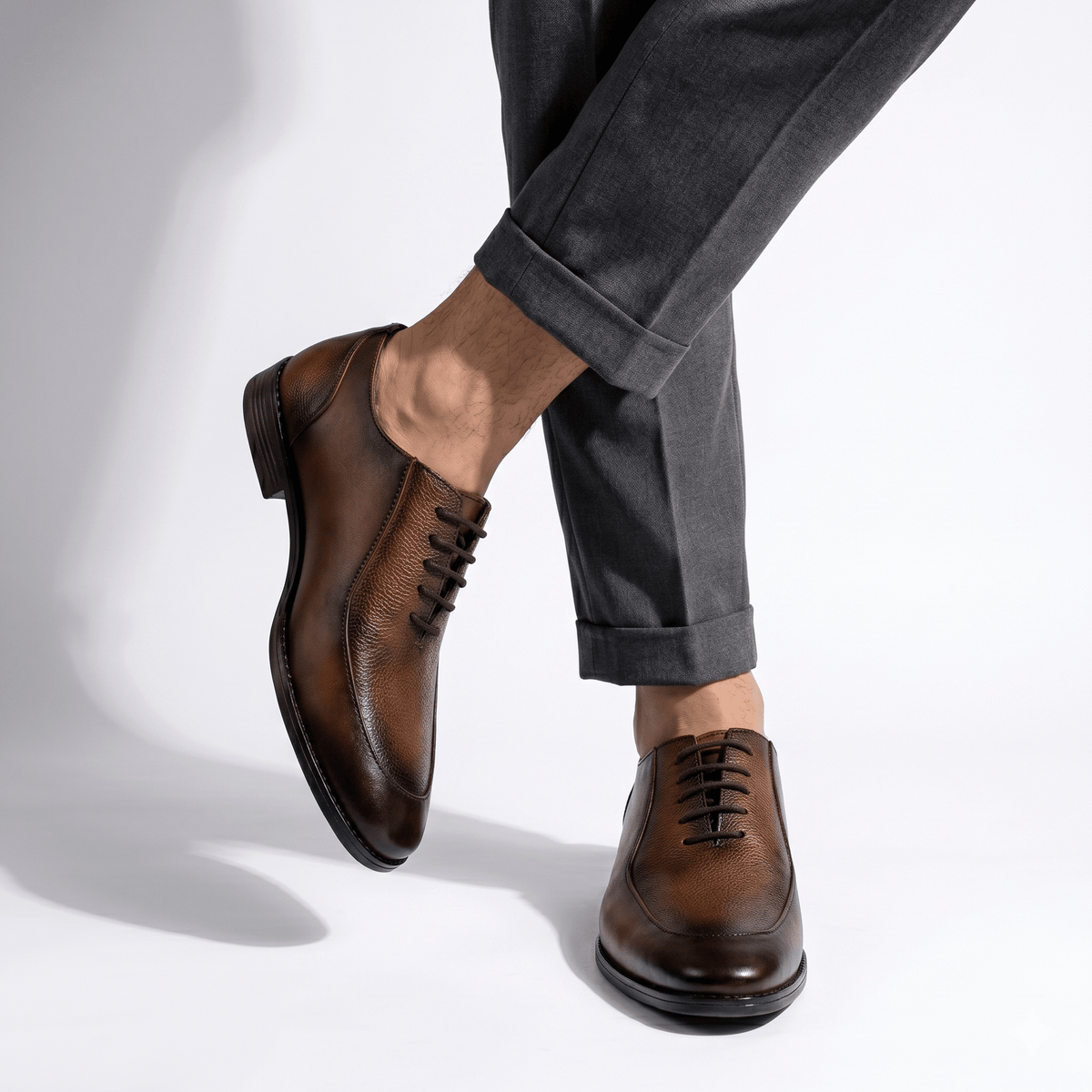MILLED LEATHER LACE UP SHOES - Hi-Street