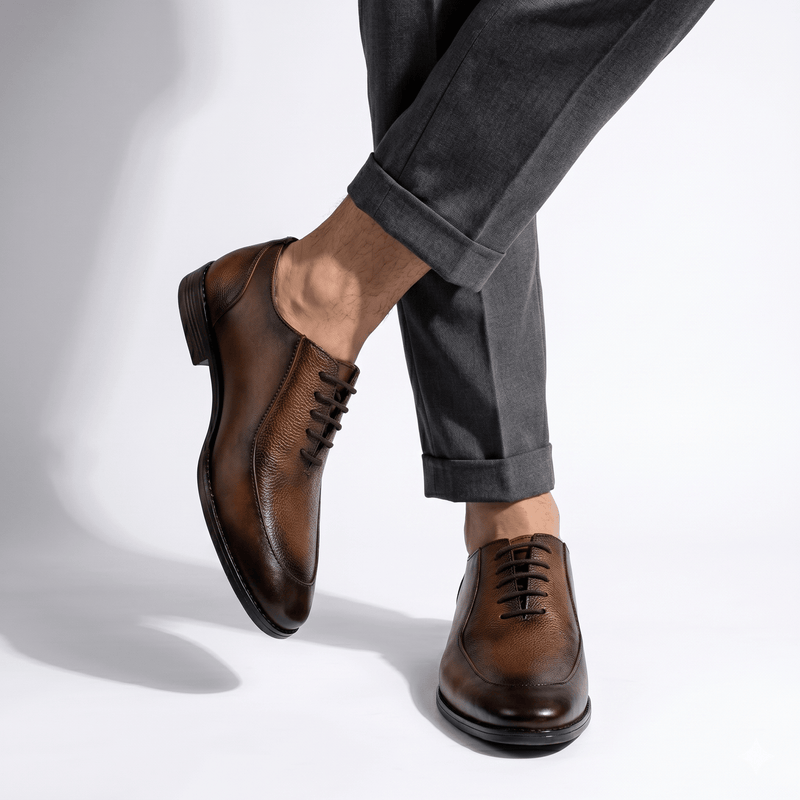 MILLED LEATHER LACE UP SHOES - Hi-Street