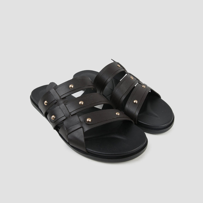 MULTI LEATHER STRAPE SLIPPER - Hi-Street