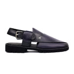 NAVY LEATHER TWO TONE SANDAL - Hi-Street