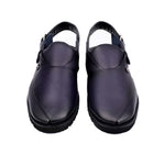 NAVY LEATHER TWO TONE SANDAL - Hi-Street