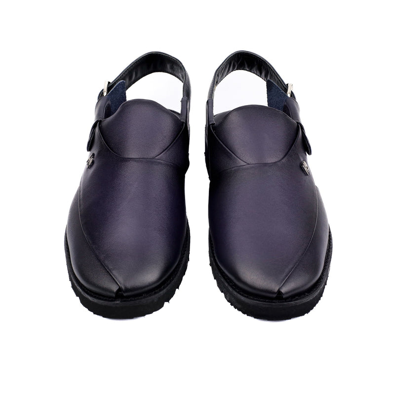 NAVY LEATHER TWO TONE SANDAL - Hi-Street