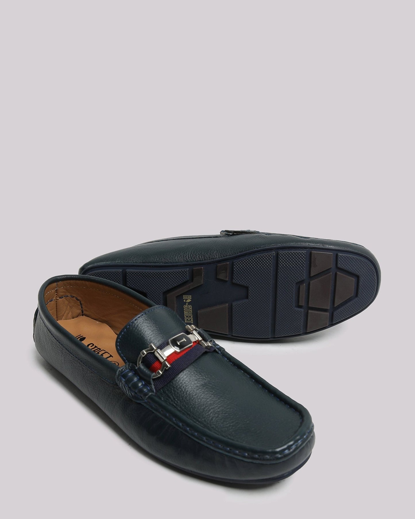 Navy Soft Leather Moccasin - Hi-Street