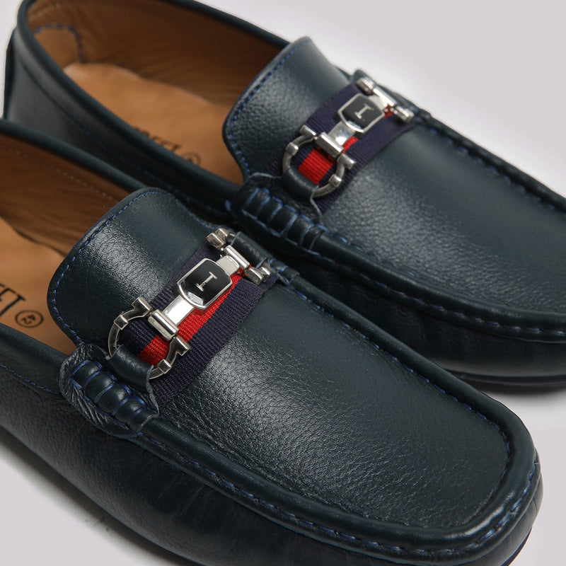 Navy Soft Leather Moccasin - Hi-Street