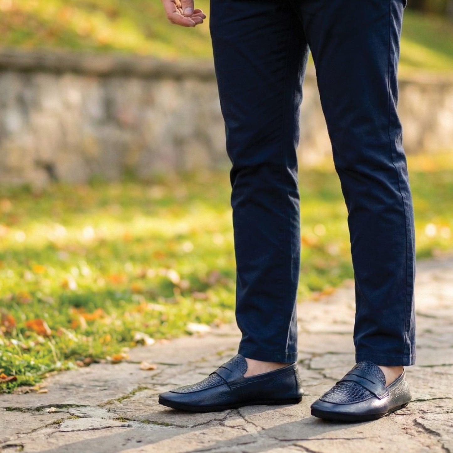 NAVY SOFT LEATHER SHOES - Hi-Street