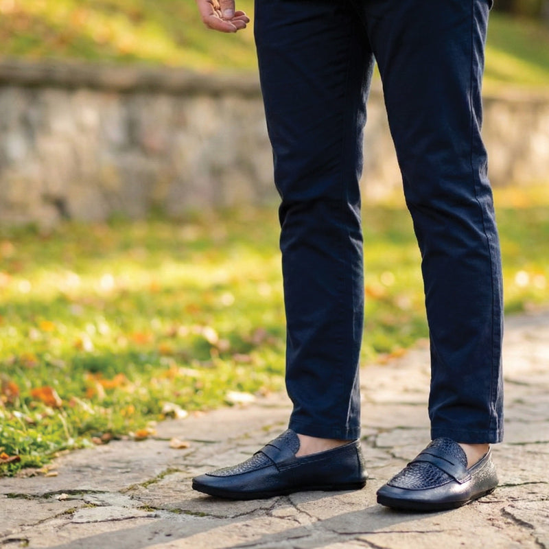 NAVY SOFT LEATHER SHOES - Hi-Street