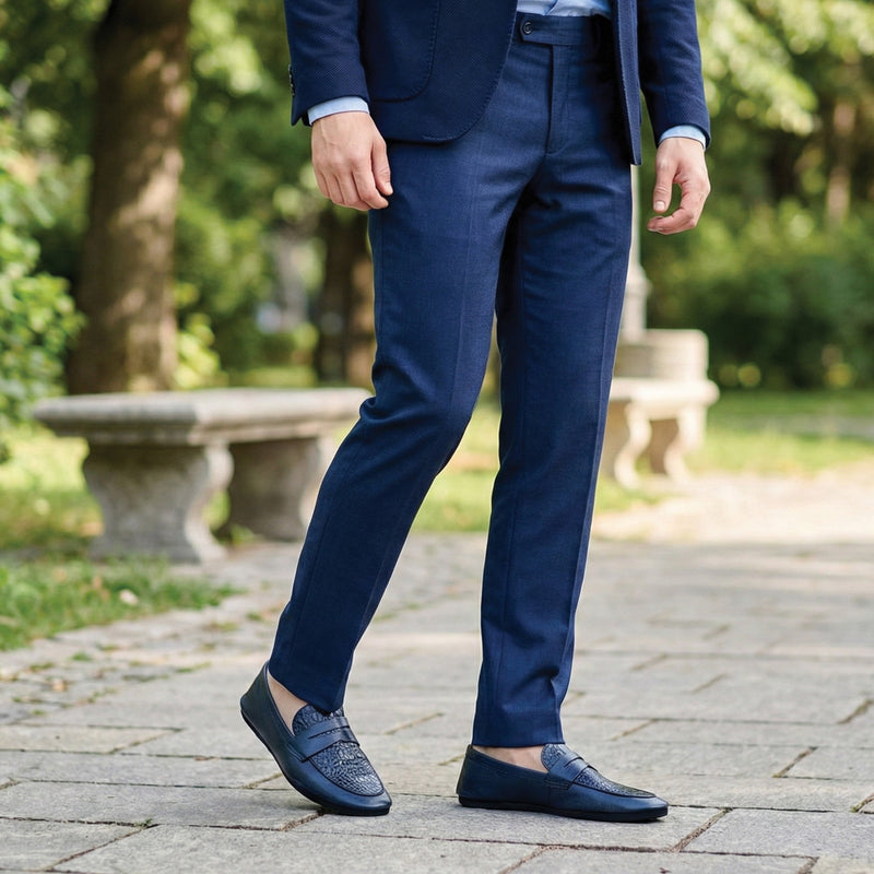 NAVY SOFT LEATHER SHOES - Hi-Street