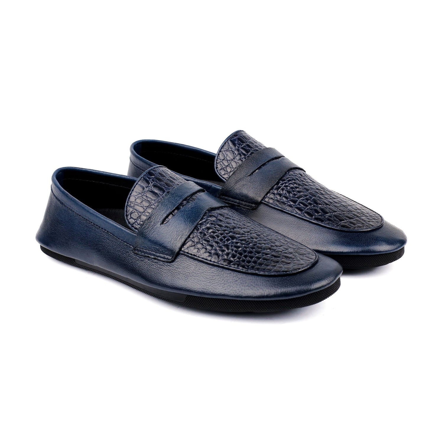 NAVY SOFT LEATHER SHOES - Hi-Street