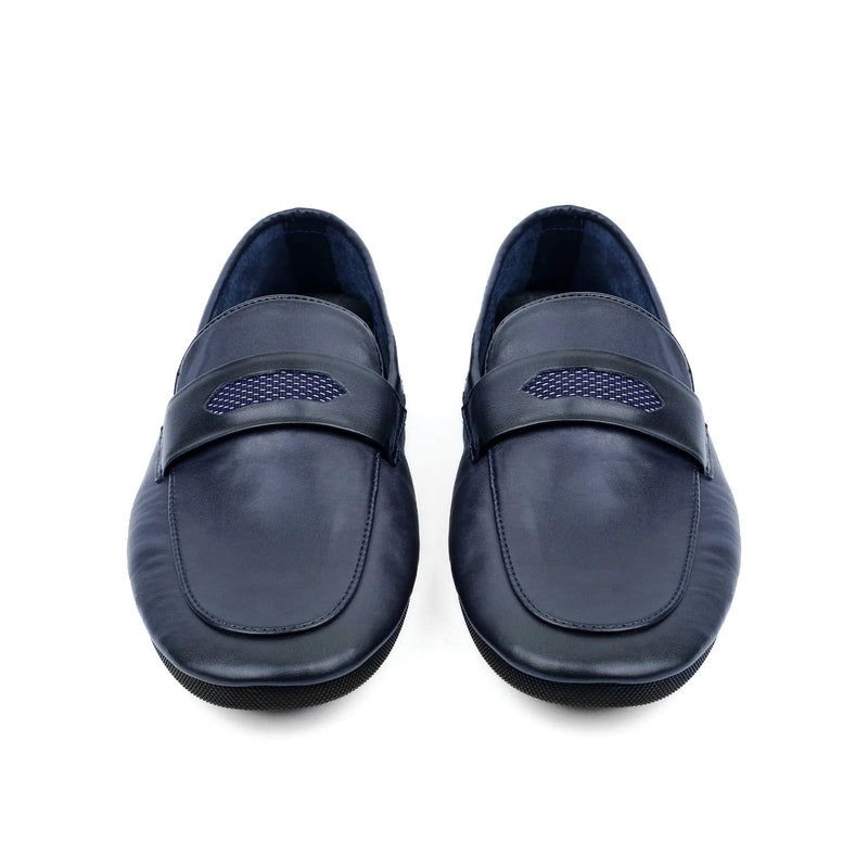 NAVY SOFT LEATHER SHOES - Hi-Street