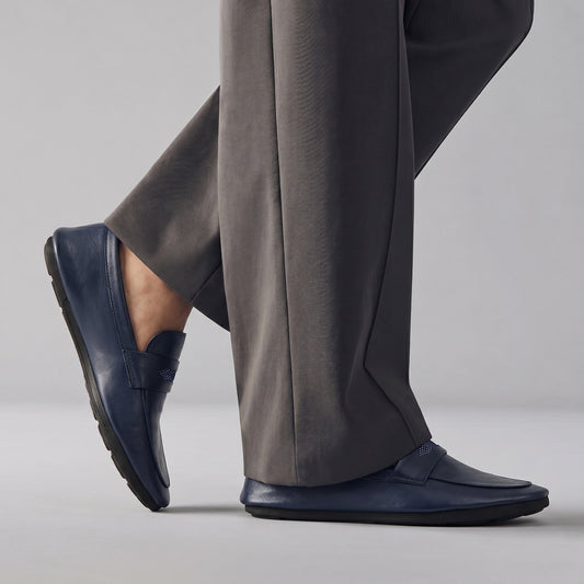 NAVY SOFT LEATHER SHOES - Hi-Street