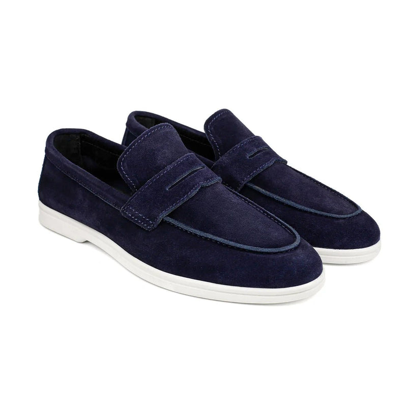 NAVY SUEDE LEATHER SHOES - Hi-Street