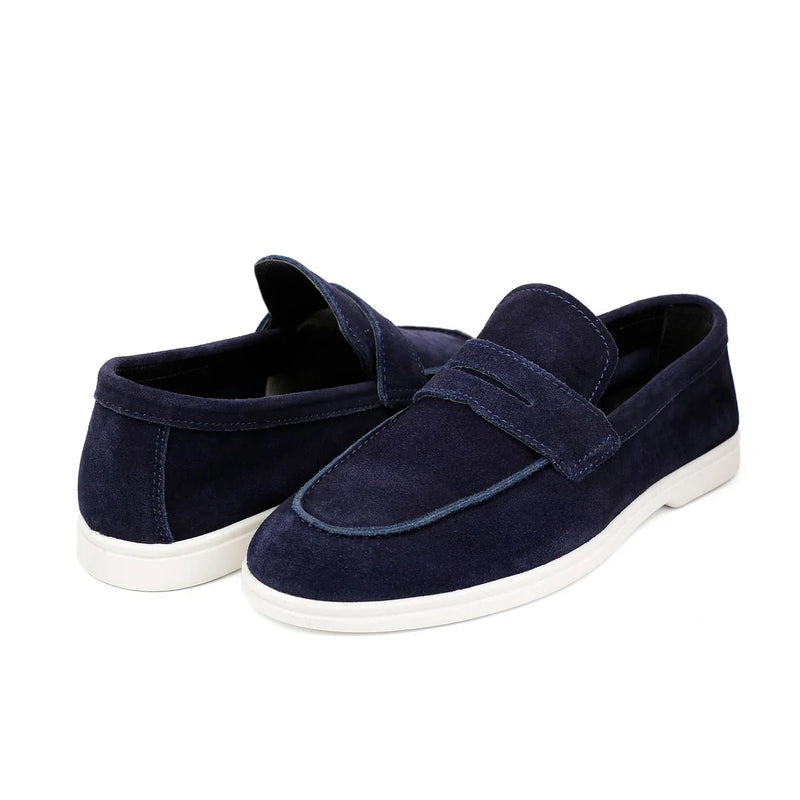 NAVY SUEDE LEATHER SHOES - Hi-Street