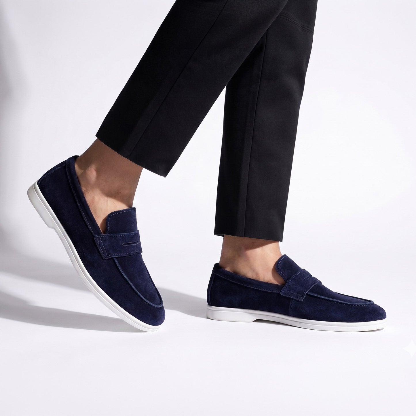 NAVY SUEDE LEATHER SHOES - Hi-Street