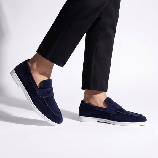 NAVY SUEDE LEATHER SHOES - Hi-Street