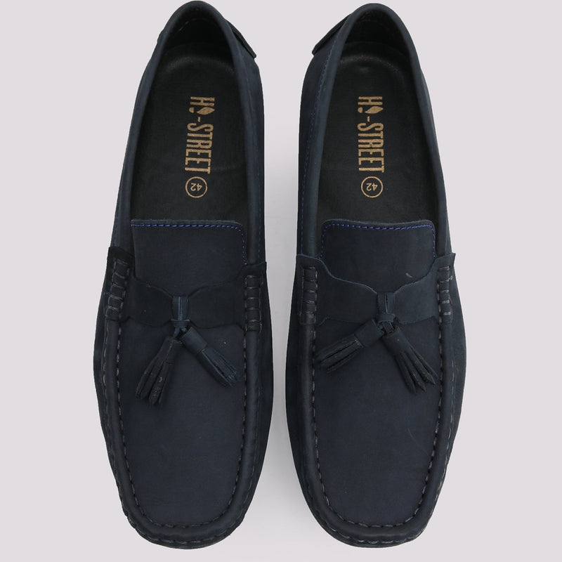 Navy Suede Loafer With Tassel - Hi-Street