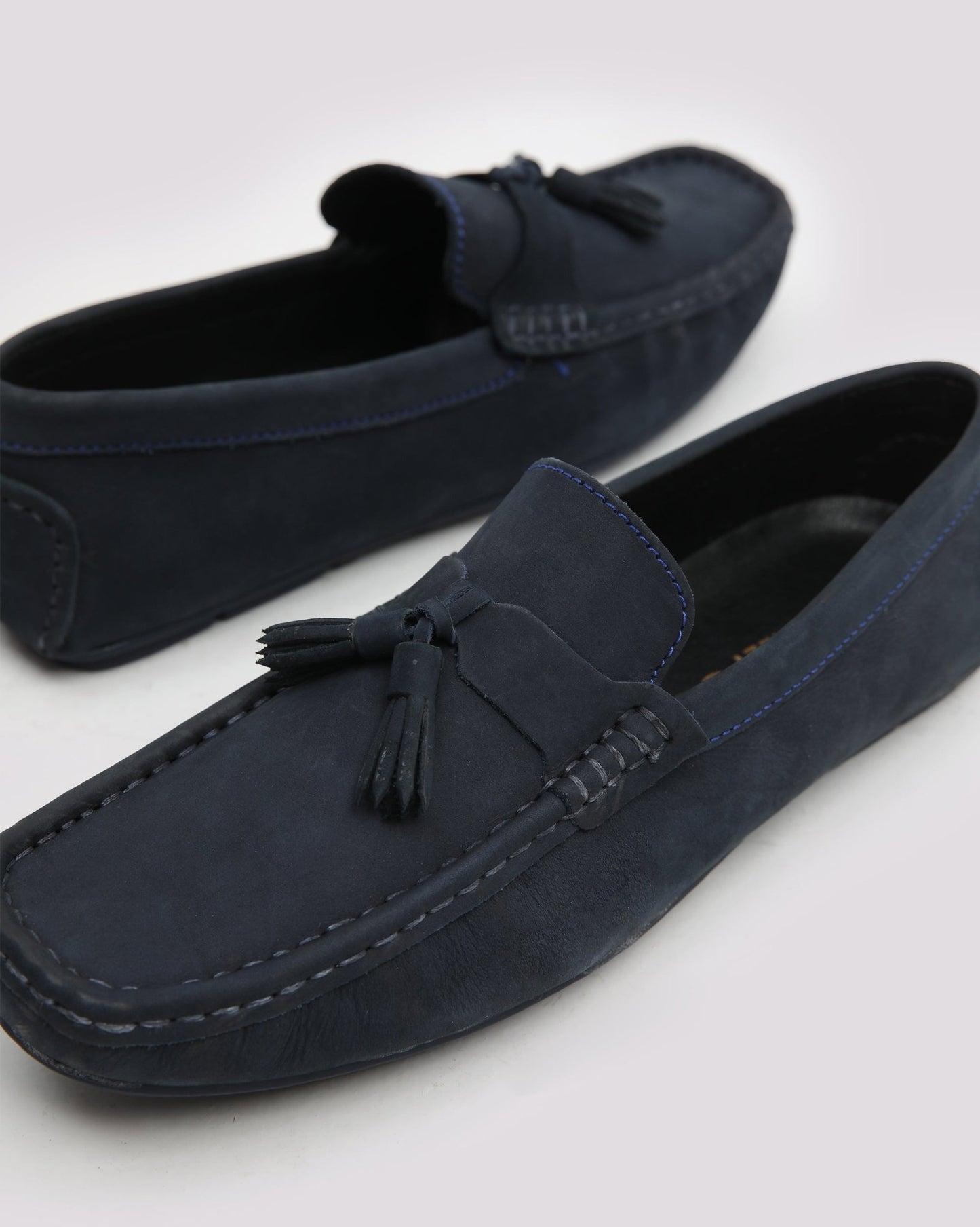 Navy Suede Loafer With Tassel - Hi-Street