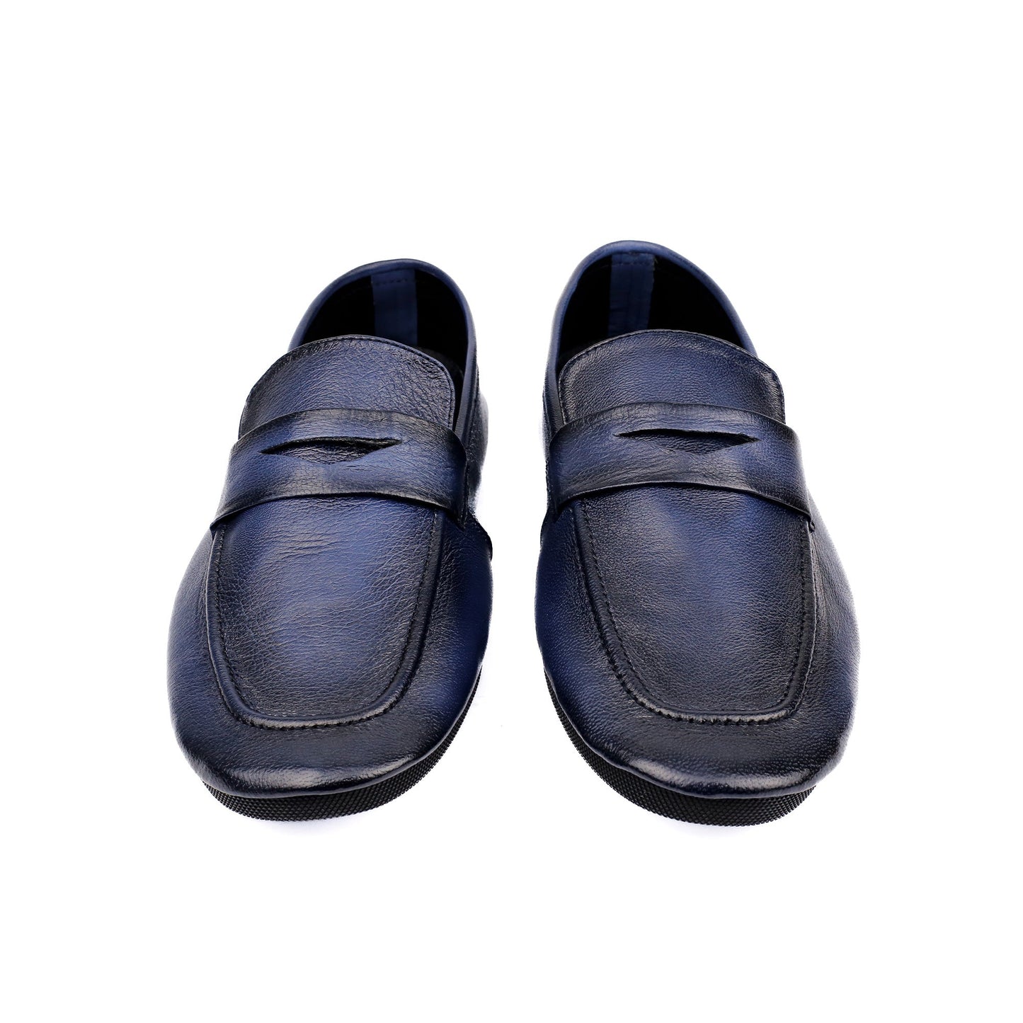 NAVY TWO TONE LEATHER LOAFERS - Hi-Street