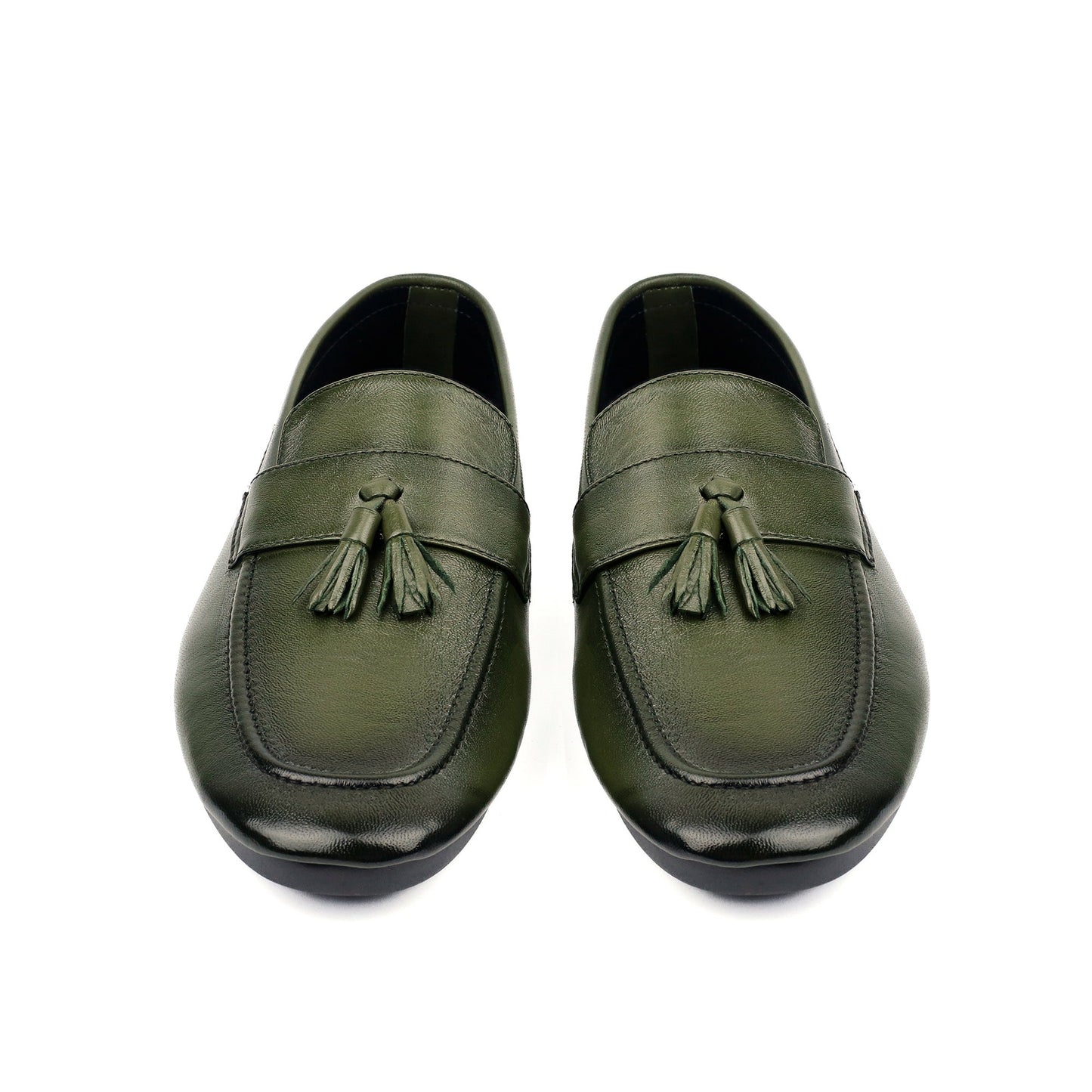 OLIVE LEATHER TASSEL LOAFER - Hi-Street