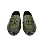 OLIVE LEATHER TASSEL LOAFER - Hi-Street