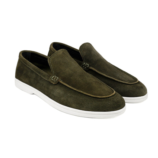 OLIVE SUEDE LEATHER SHOES - Hi-Street