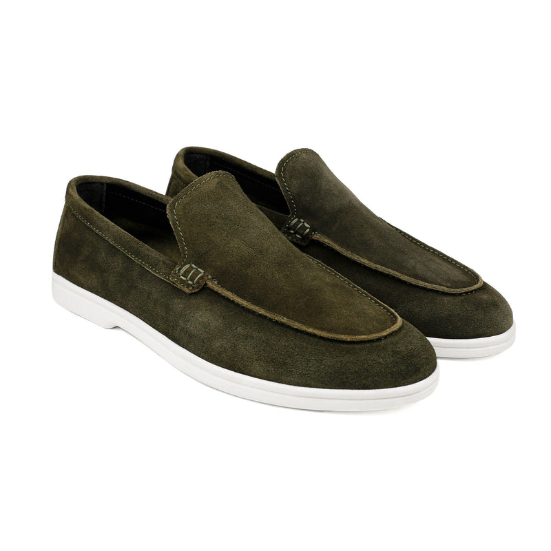 OLIVE SUEDE LEATHER SHOES - Hi-Street