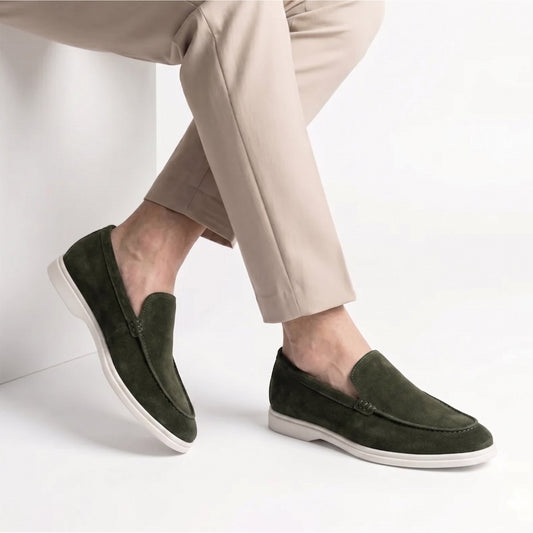 OLIVE SUEDE LEATHER SHOES - Hi-Street