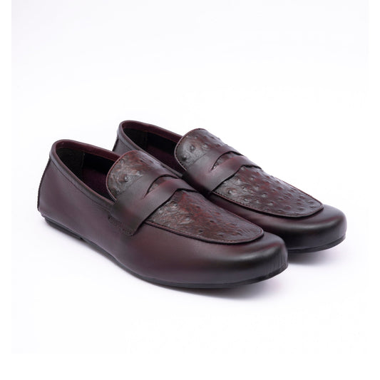 OSTRICH LEATHER TEXTURED MOCCASIN - Hi-Street