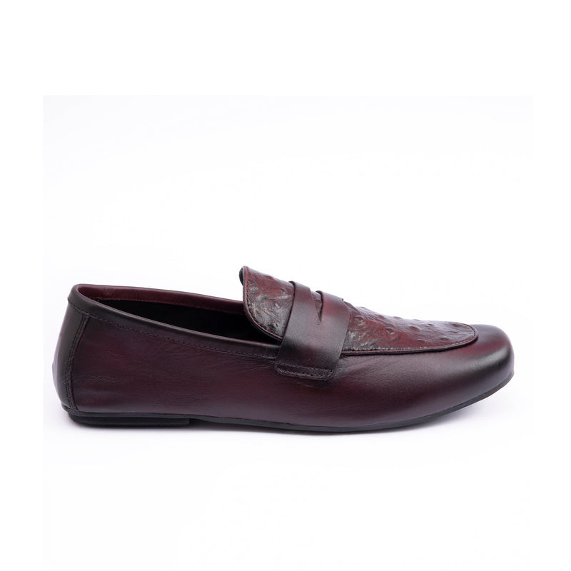 OSTRICH LEATHER TEXTURED MOCCASIN - Hi-Street