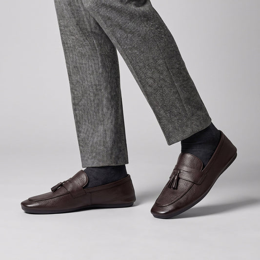 PEBBLE GRAIN TASSEL LEATHER SHOE - Hi-Street