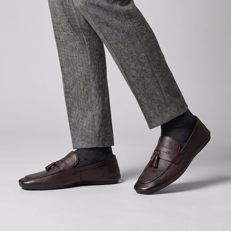 PEBBLE GRAIN TASSEL LEATHER SHOE - Hi-Street