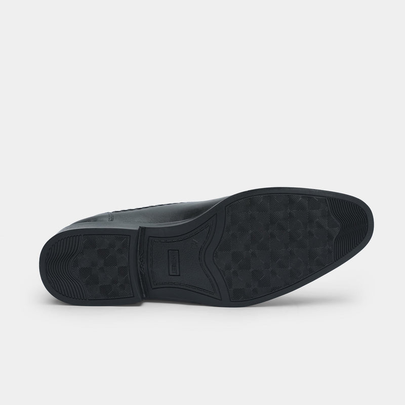 PLAIN BLACK LEATHER LACE UP SHOES - Hi-Street