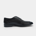 PLAIN BLACK LEATHER LACE UP SHOES - Hi-Street