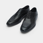 PLAIN BLACK LEATHER LACE UP SHOES - Hi-Street