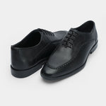 PLAIN BLACK LEATHER LACE UP SHOES - Hi-Street