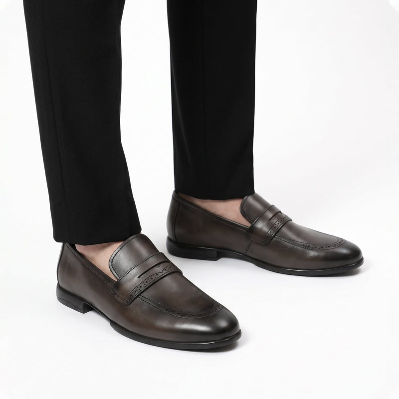 PLAIN KASTANI LEATHER SHOES - Hi-Street