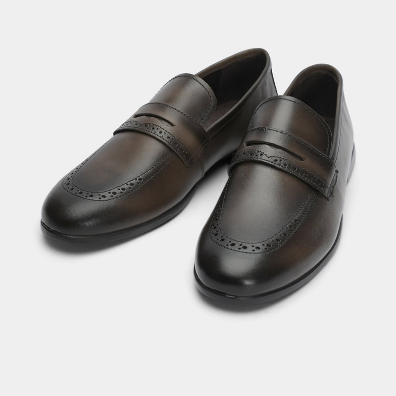 PLAIN KASTANI LEATHER SHOES - Hi-Street