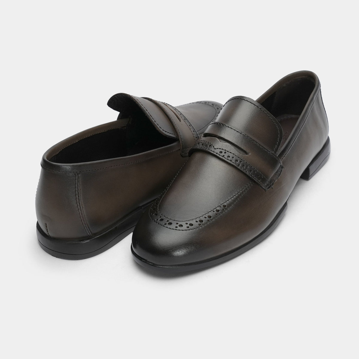 PLAIN KASTANI LEATHER SHOES - Hi-Street