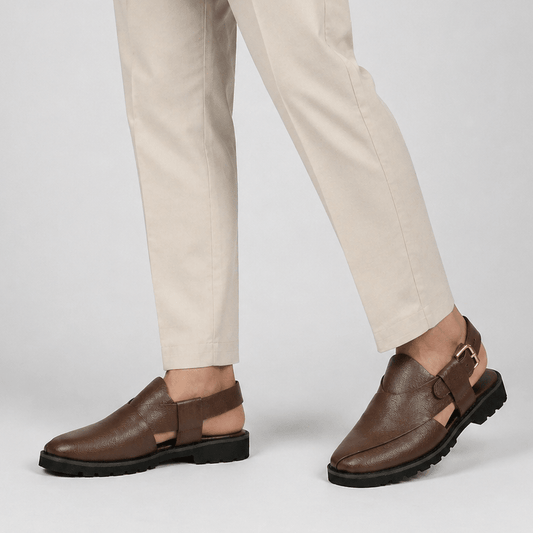 PLAIN LEATHER COMFY SANDAL - Hi-Street