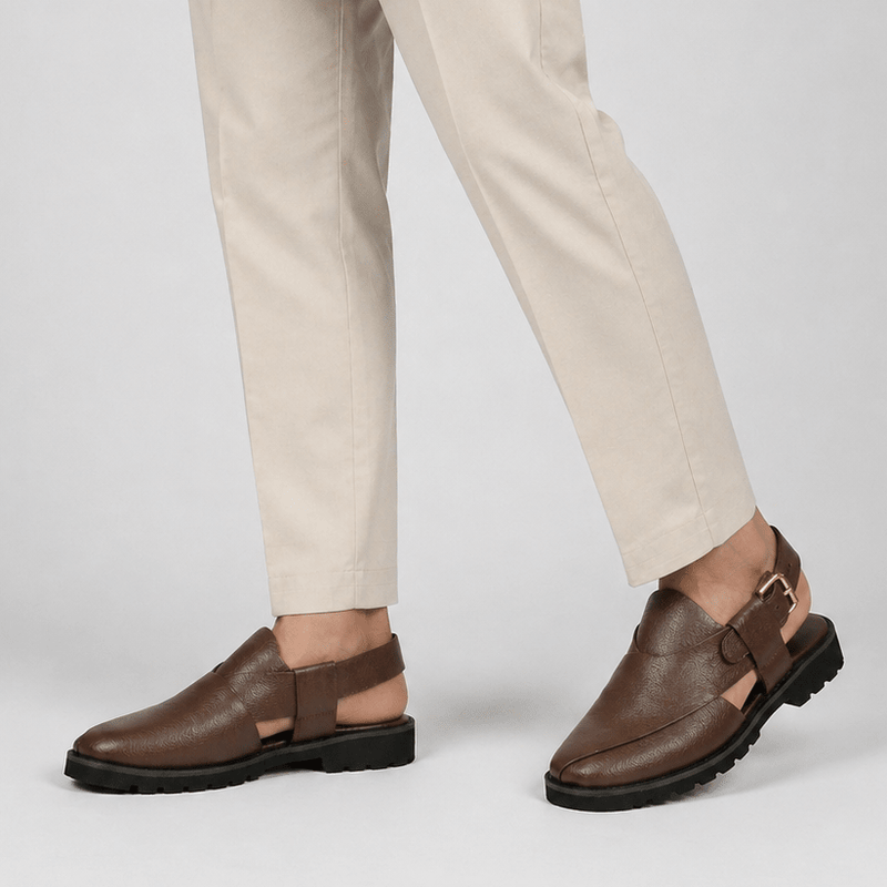 PLAIN LEATHER COMFY SANDAL - Hi-Street